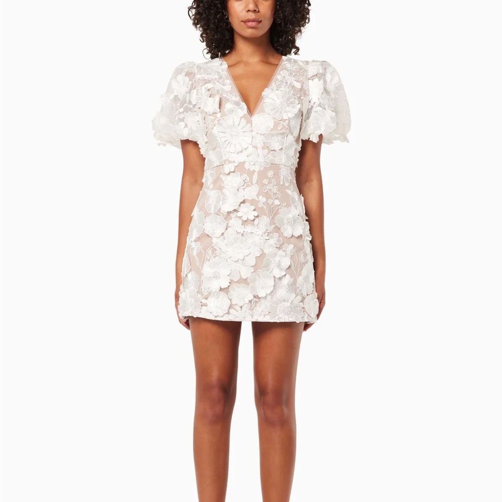 Elliatt Cream Floral Lace Mini Dress